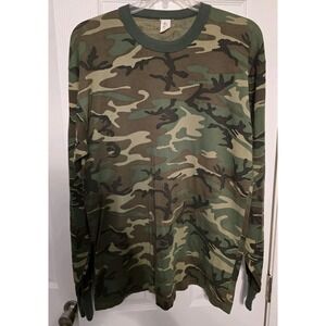 Vintage Tee Swing Mens Forest Camo Long Sleeve T-Shirt Mens 3XL Made In USA